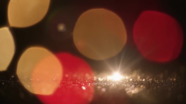 A festive scene with blurred lights and a bright center, capturing the magic of celebrations from a close-up viewpoint