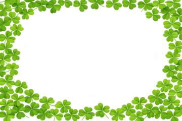 Green shamrock clover leaves forming decorative frame for saint patrick's day design with transparent background