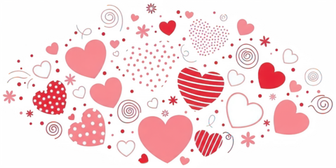 Red Heart png Pink Love cutout Romantic Valentine png Cute Symbol cutout Sweet Decorative png Festive Design cutout Patterned Element png Doodle Art cutout isolated transparent background image