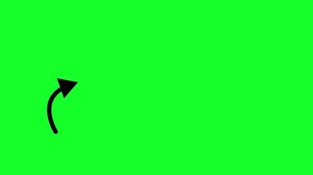 Simple Black Arrow Pointer Animation on Green Screen Background in 4K for Tutorials and Explainer Videos