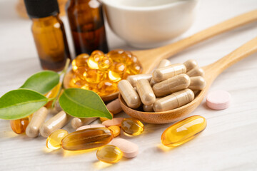 Alternative medicine herbal organic capsule drug herb.