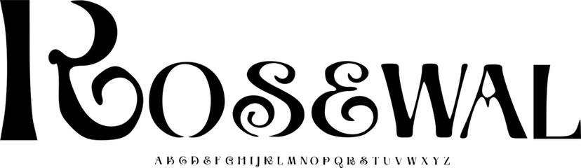 Obraz premium Elegant Decorative Serif Font Alphabet – Classic Luxury Font Type with Curved Letterforms, Refined Typography Meaning for Editorial Headlines, Premium Branding, Logo, High-End Graphic Design