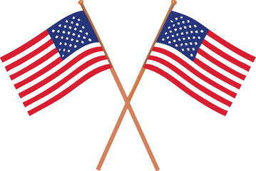 Two american flags are crossed displaying stars and stripes patriotism high quality professional