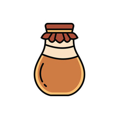 Simple illustration of a brown mortar and pestle, a tool used for grinding and crushing ingredients