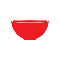 Red bowl silhouette icon vector flat design.