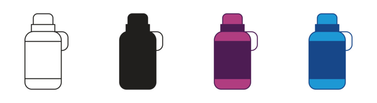 Thermos icon set isolated on white background, vector illustration.