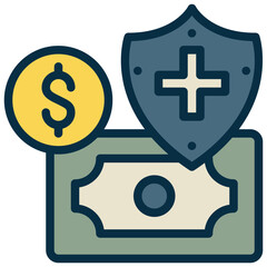 Obraz premium shield safety security protection money health value filled outline icon