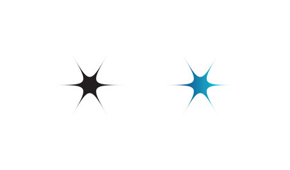 Fototapeta premium Black and Blue Starburst Sparkle Icons on White Background