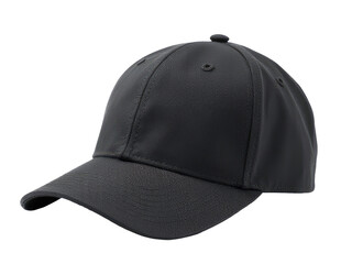 Fototapeta premium A simple and clean design featuring a black baseball cap on a white background, perfect for use in branding, advertising or graphic design projects