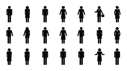 Set of various human figures isolated on white background, Vector