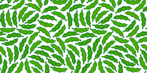 green soybeans or peas pattern background. Soybean seamless pattern background. edamame seamless pattern background. doodle edamame pattern background. 