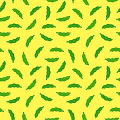 green soybeans or peas pattern background. Soybean seamless pattern background. edamame seamless pattern background. doodle edamame pattern background. 