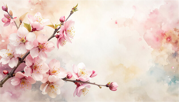Cherry Blossoms with Subtle Washi Texture Background　和紙テクスチャと桜の和モダン春背景6.jpg