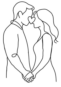 Minimal line art illustration of romantic couple