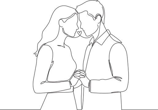 Minimal line art illustration of romantic couple for Valentine&rsquo;s Day