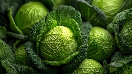 Fototapeta premium Fresh savoy cabbage texture natural vegetable background 