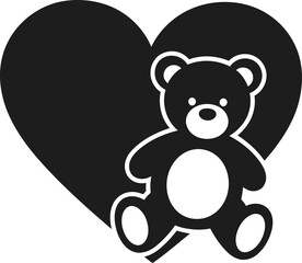 Valentine's day silhouette of teddy bear isolated on transparent background