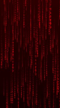 Red Matrix Technology Digital Binary Code Background Loop Ultra HD 4k