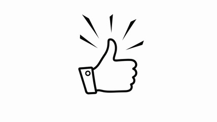 Simple black and white thumbs up icon with radiating lines to express approval, success, agreement, and positive feedback.