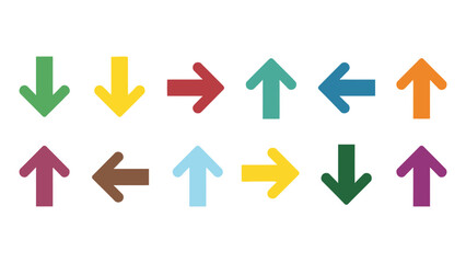 Colorful set of diverse arrows pointing in multiple directions for navigation and guidance.