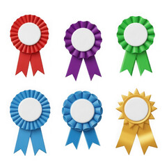 Set of six ribbons, isolated on transparent background