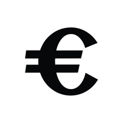 Black euro currency symbol icon isolated on white background