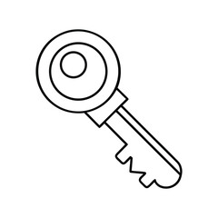 Simple line art key icon isolated on white background