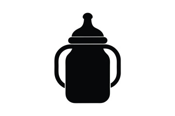 Obraz premium Feeding bottle silhouette on white background