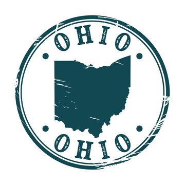 a circular stamp design featuring the state of ohio and the word ohio