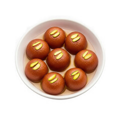 Gulab jamun in bowl, isolated on transparent background