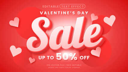 Valentine's day sale promo 3d editable text effect