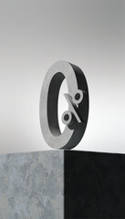 Zero Percent 3D Icon Gray Concrete Podium Finance Concept