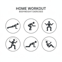Home Bodyweight Workout Exercise Icons Set