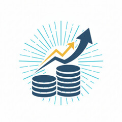 Money Growth Chart with Upward Trend and Coin Stacks