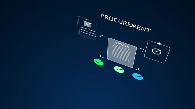 Digital procurement process with invoice documents and checklist organization and efficiency in business transactions and payments.
