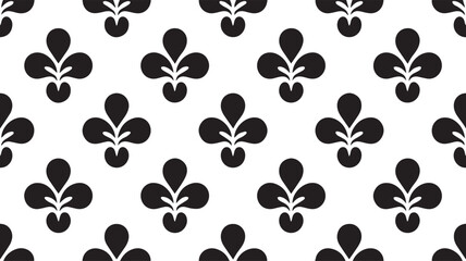 Seamless black and white damask pattern with modern botanical leaf motifs © abdurrahimsofikul