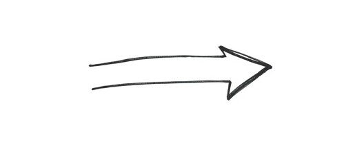 A single, hand-drawn arrow pointing right, sketched in black ink on white paper,  vintage,  art