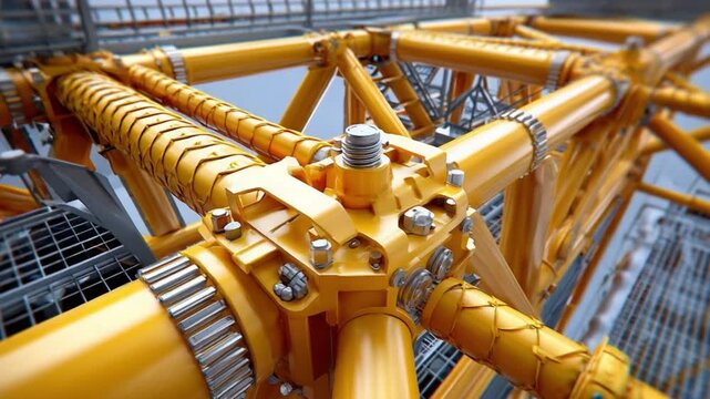 Geometric Marvel: A dynamic composition showcases the intricate network of a robust structure, displaying architectural strength. It shows connection and integration, with a focus on form and design.