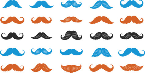 Collection of various mustache styles and shapes