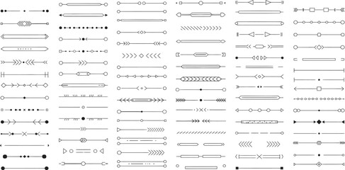 Collection of various line styles and shapes for design and decoration
