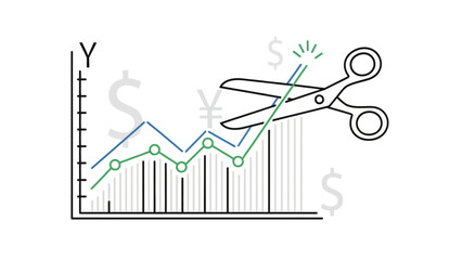 Business Growth Chart Illustration Showing Financial Progress, Market Trends, and Investment Performance. This vector illustration features an upward line graph with data points, arrows, and financial