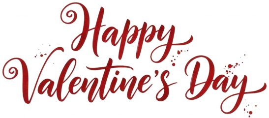 Red wordart png Happy typography cutout Romantic script png Festive phrase cutout Calligraphic message png Handwritten greeting cutout Elegant sign png isolated transparent background image