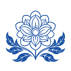 Elegant floral design in shades of blue, blending soft petals and intricate leaves into a harmonious, calming monochromatic pattern that soothes the eye.
