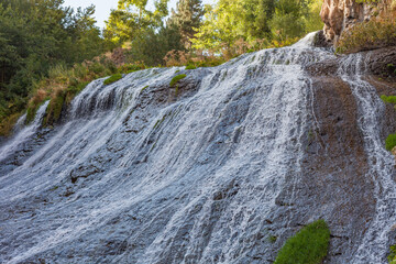 Jermuk waterfall flow in Armenia