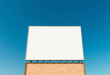 Giant blank billboard against a clear blue sky, canvas, graphic