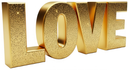 Gold Love png Glittering Love cutout Sparkling Text png Shiny Word cutout Metallic Lettering png Elegant Typography cutout Precious Character png Luxurious isolated transparent background image