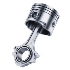 Piston and connecting rod assembly on white background