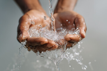 Fototapeta premium Hands Holding Fresh Clean Water Concept