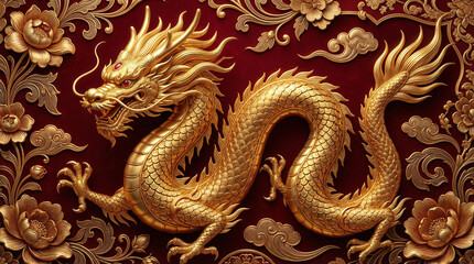 Fototapeta premium luxury red and gold chinese snake new year background with copy space for text, snake year