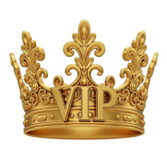 Ornate golden vip crown isolated on transparent background